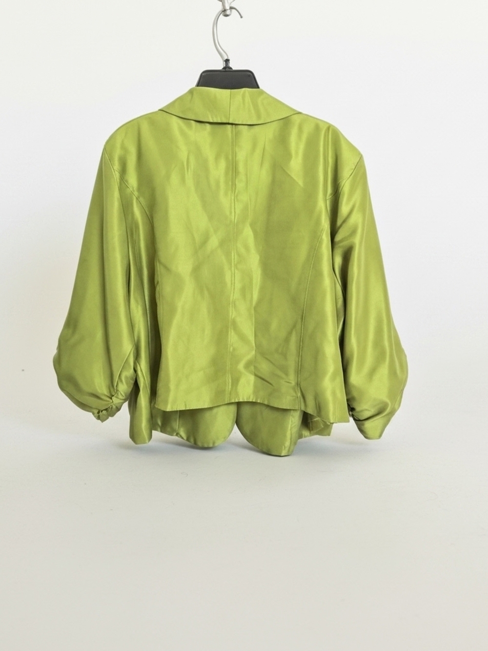 Ashley Stewart Chartreuse Satin Cropped Jacket Blazer Open Front Shrug. 26 / 4X - Picture 2 of 8